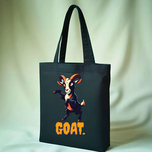 GOAT Tote Bag with minimalist greatest of all time design