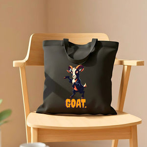 GOAT Tote Bag with minimalist greatest of all time design