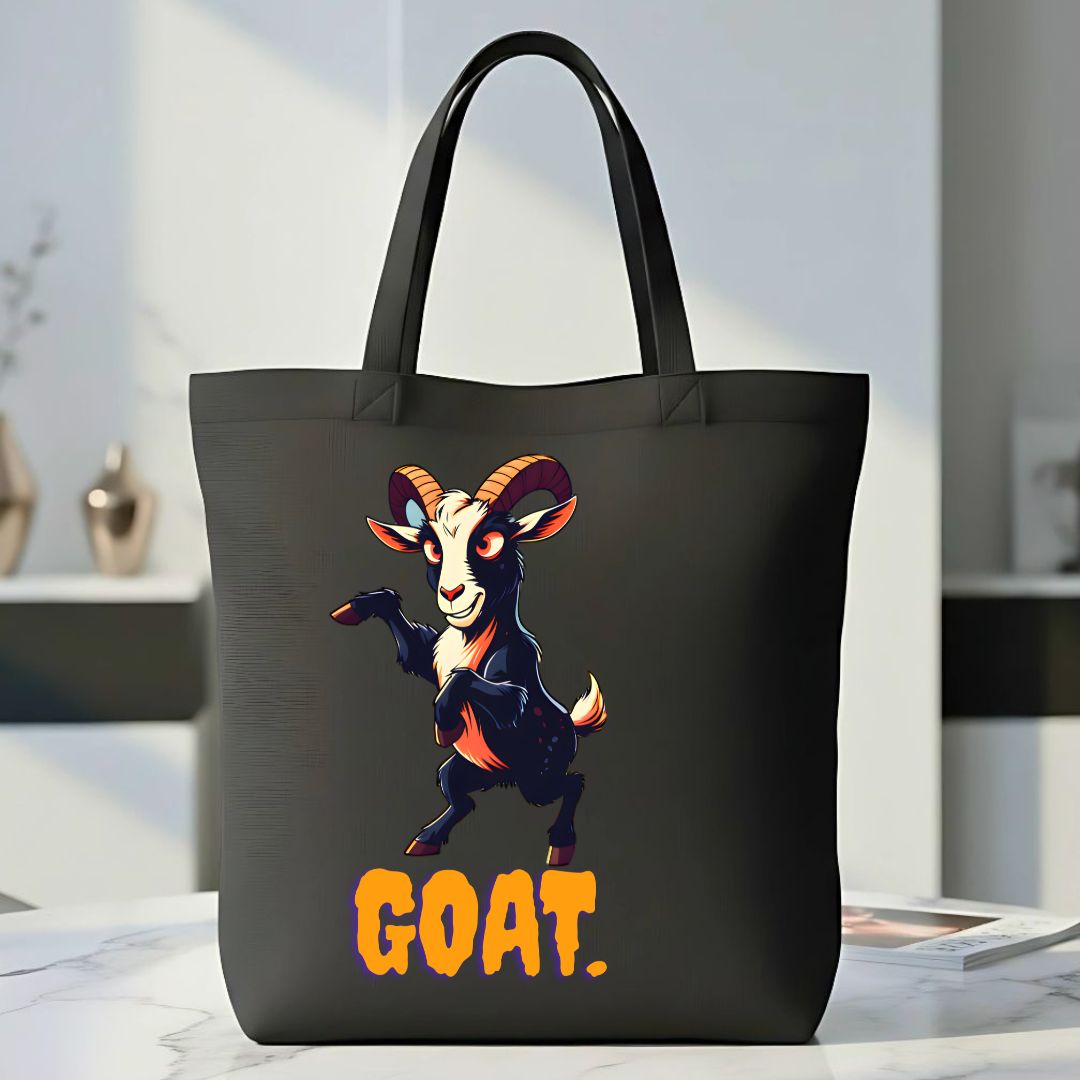 GOAT Tote Bag with minimalist greatest of all time design