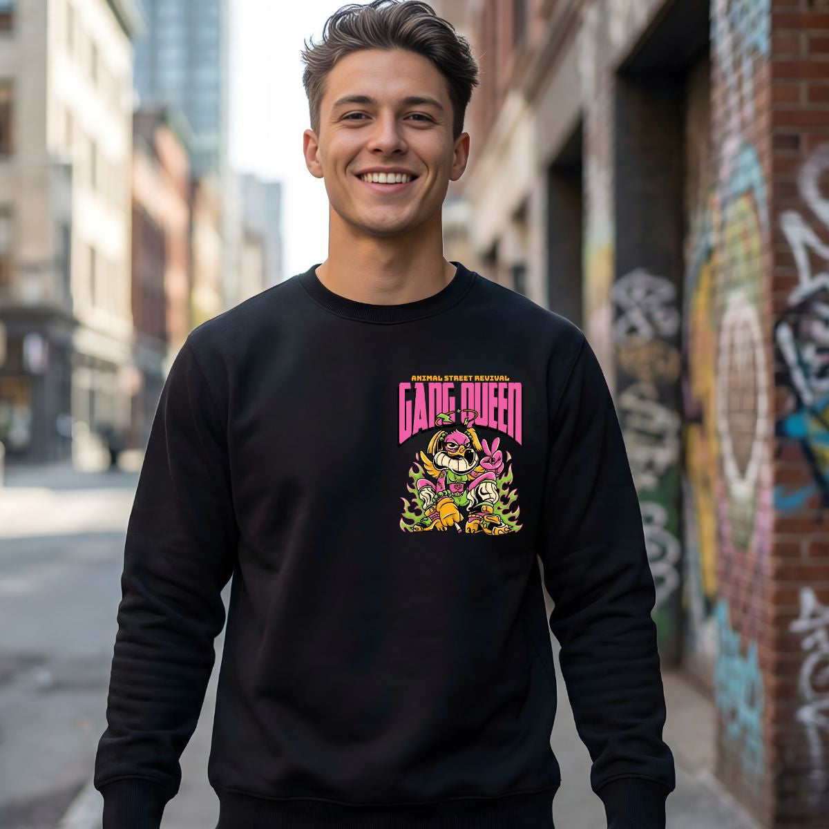 Gang Queen streetwear crewneck sweatshirt front view