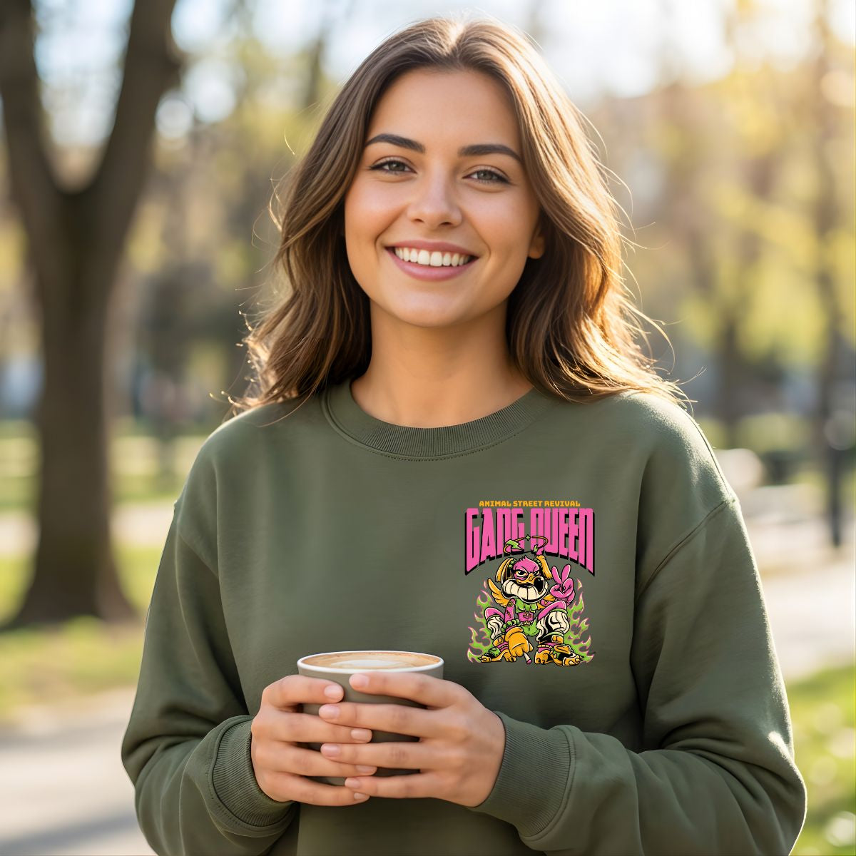 Gang Queen streetwear crewneck sweatshirt front view