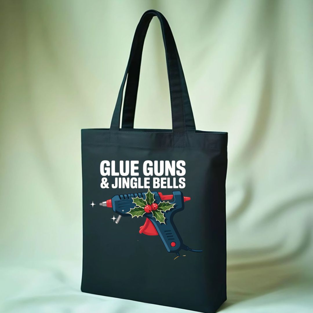 Glue Guns and Jingle Bells Funny Crafting Tote Bag