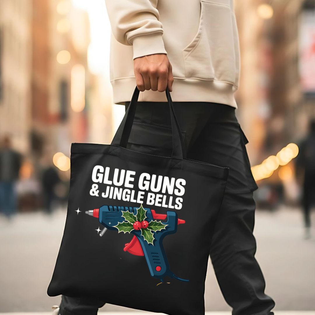 Glue Guns and Jingle Bells Funny Crafting Tote Bag