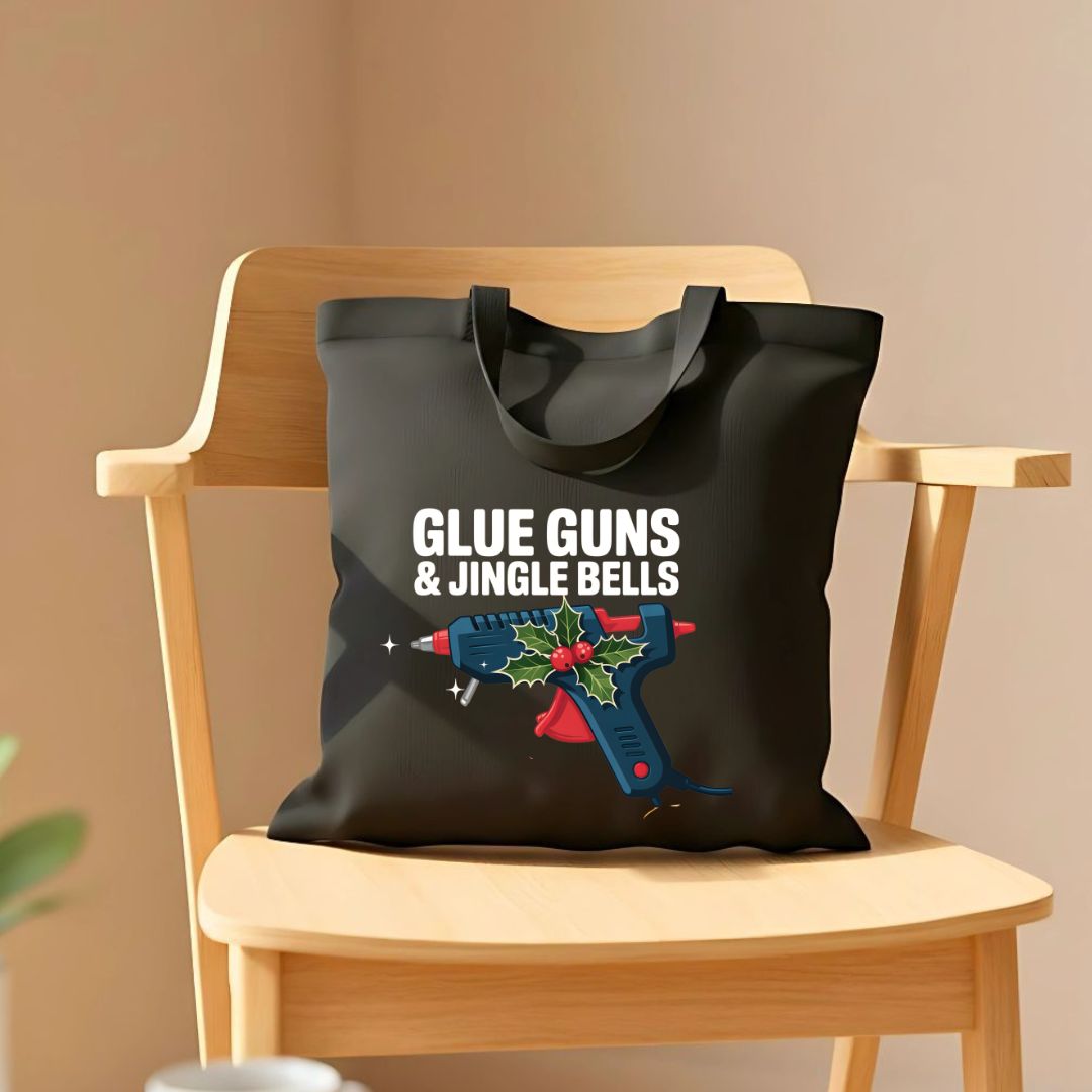Glue Guns and Jingle Bells Funny Crafting Tote Bag