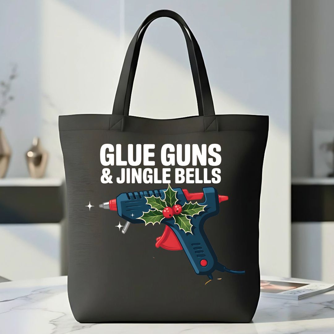 Glue Guns and Jingle Bells Funny Crafting Tote Bag