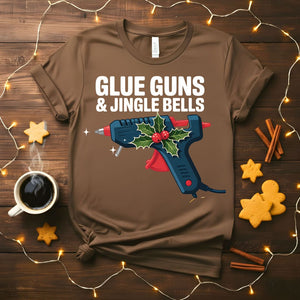 Glue Guns and Jingle Bells funny crafting Christmas t-shirt