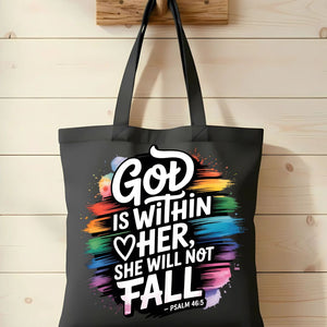 God Within Her Tote Bag by Memez Store – Christian cotton tote