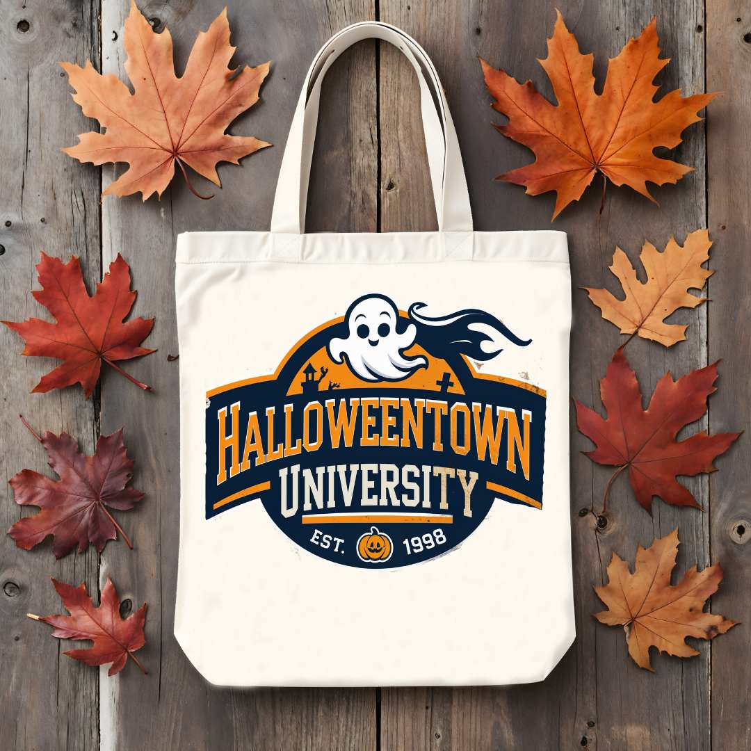 Halloween University Tote Bag spooky meme design