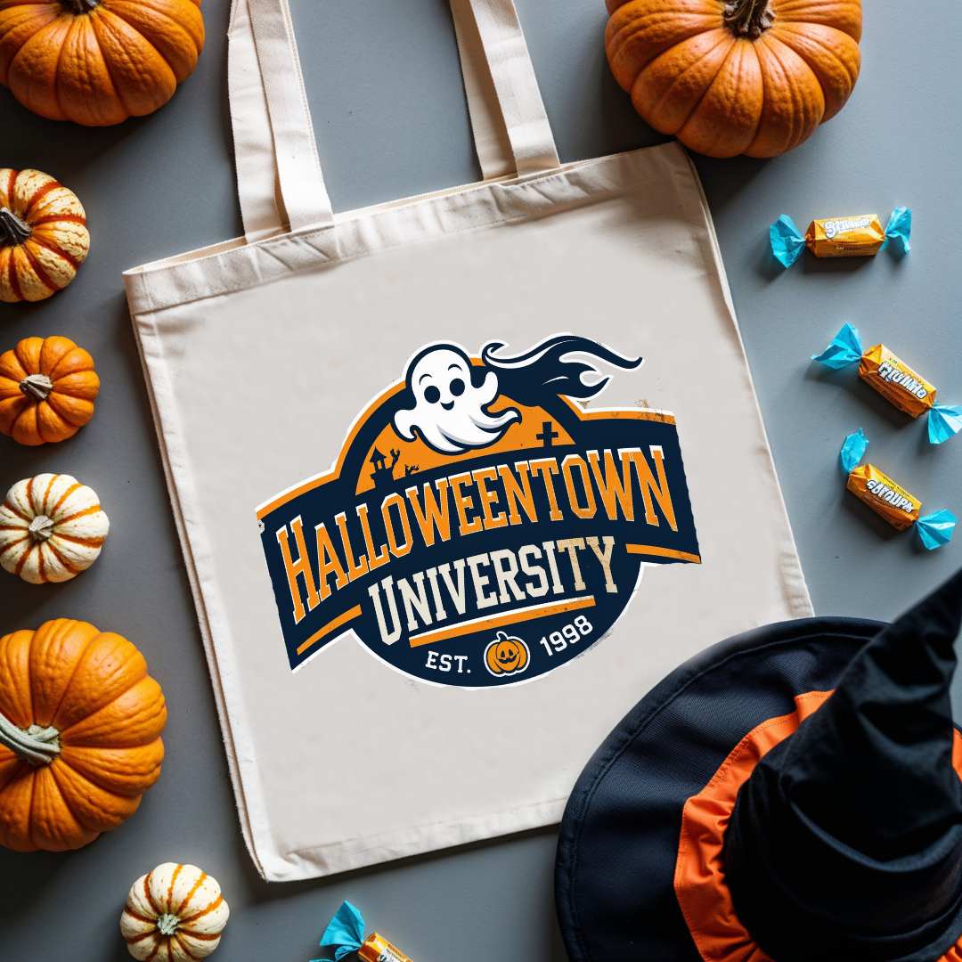 Halloween University Tote Bag spooky meme design