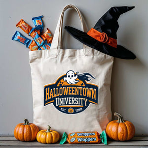 Halloween University Tote Bag spooky meme design