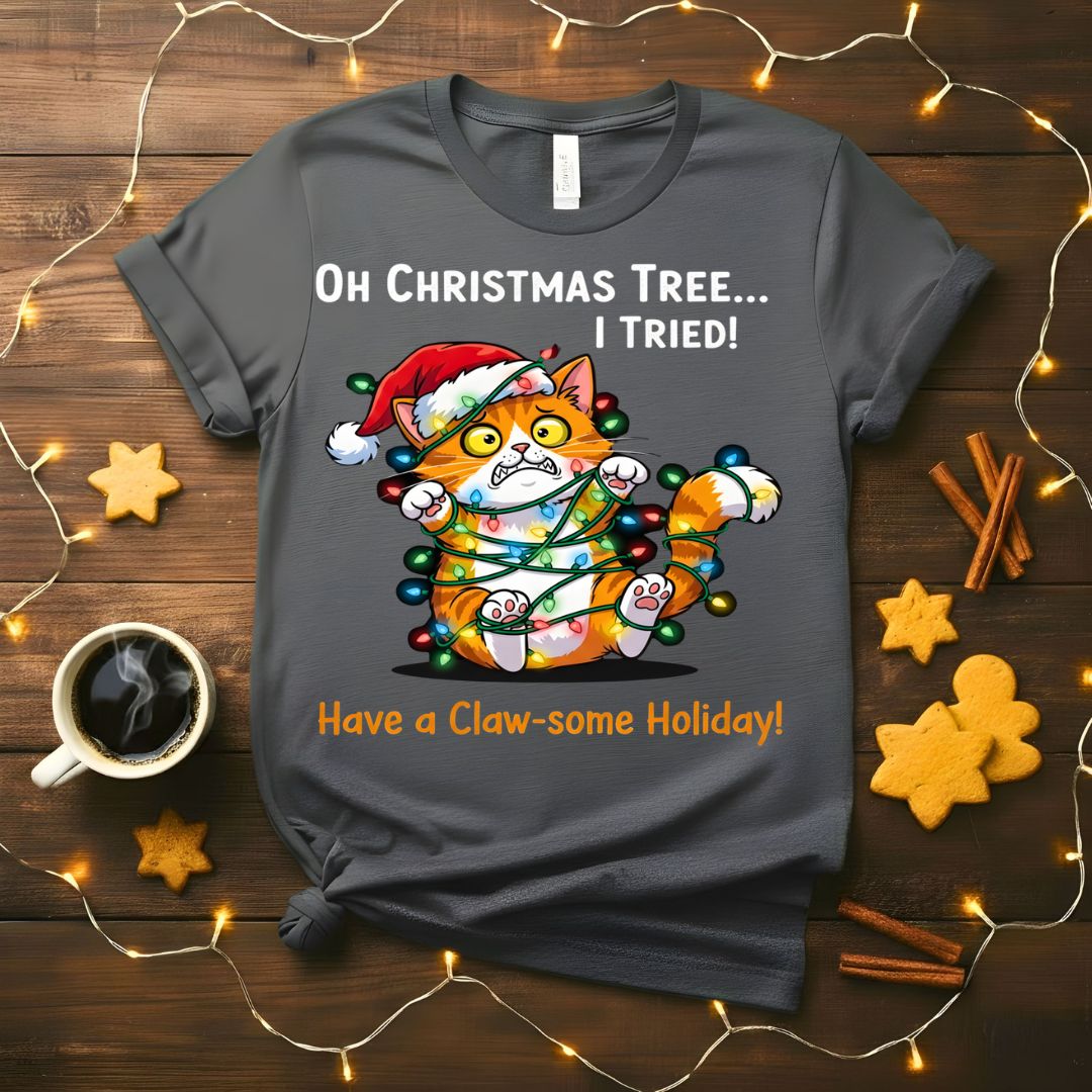 Have a Clawsome Holiday funny cat pun Christmas t-shirt
