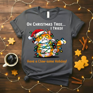 Have a Clawsome Holiday funny cat pun Christmas t-shirt