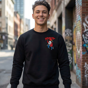 Hip hop skull streetwear crewneck sweatshirt front view