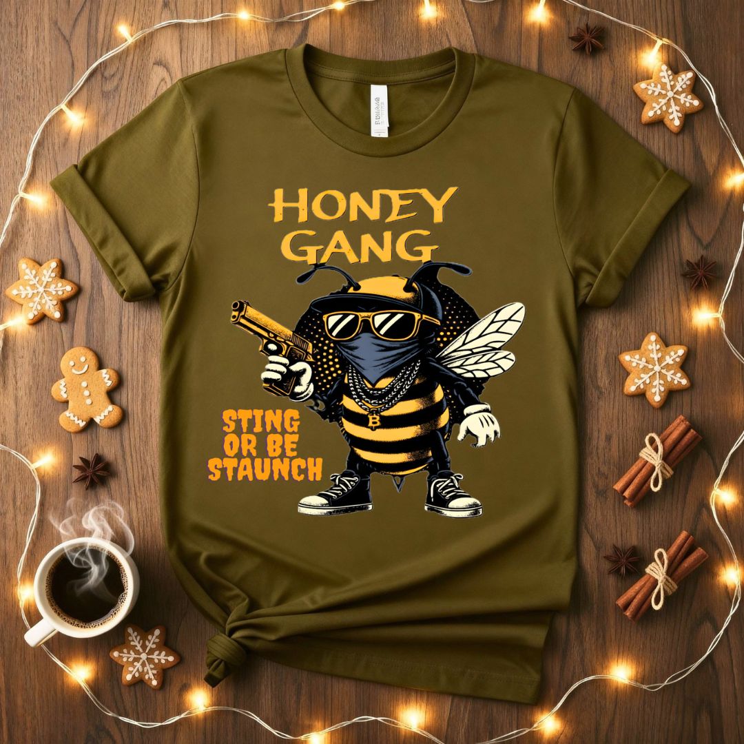 Honey Gang Animal Meme T-Shirt featuring a bear, bee, and fox