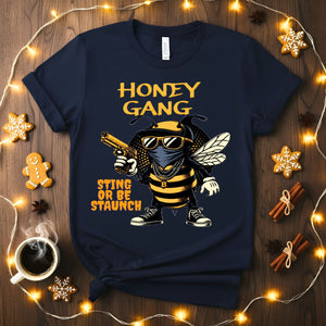 Honey Gang Animal Meme T-Shirt featuring a bear, bee, and fox