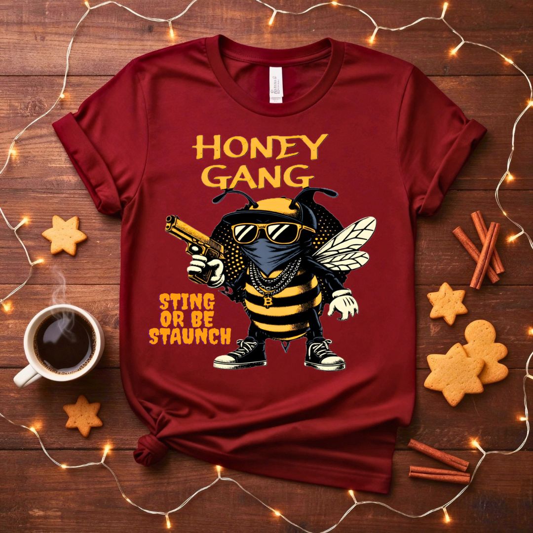 Honey Gang Animal Meme T-Shirt featuring a bear, bee, and fox