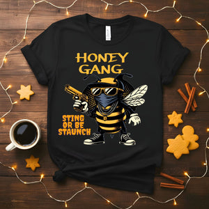 Honey Gang Animal Meme T-Shirt featuring a bear, bee, and fox