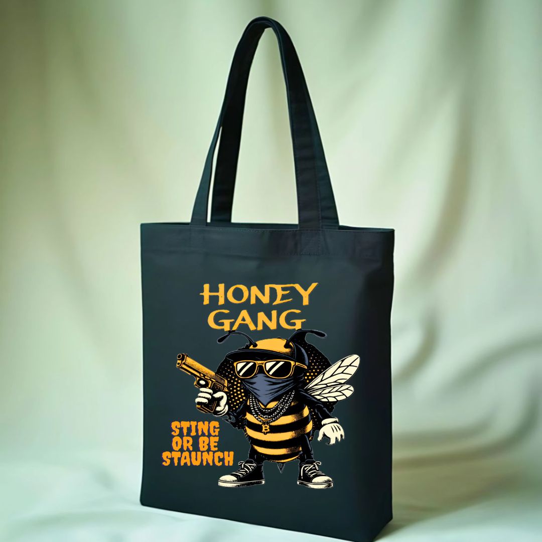 Honey Gang tote bag with cute bee design