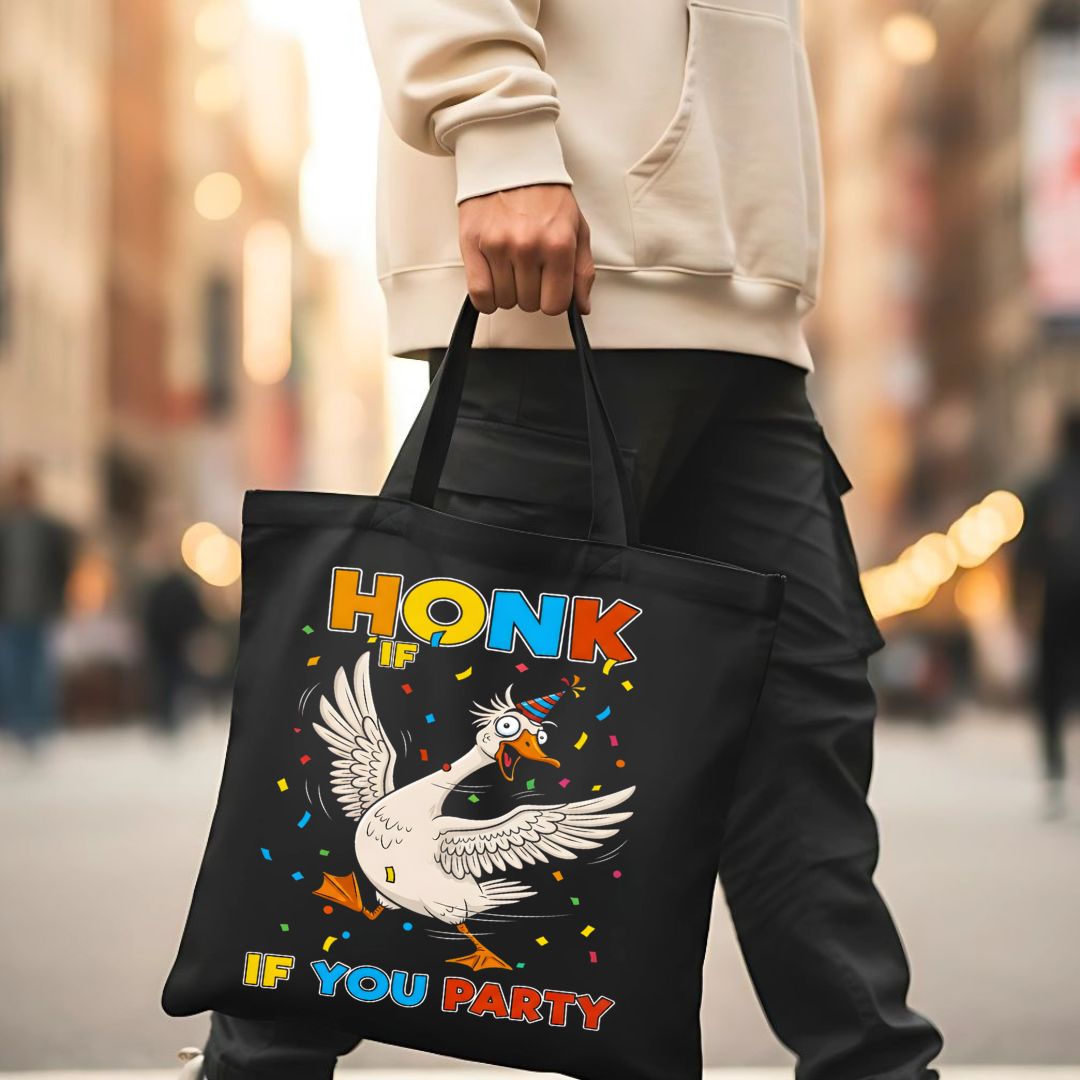 Honk If You Party Tote Bag with retro design