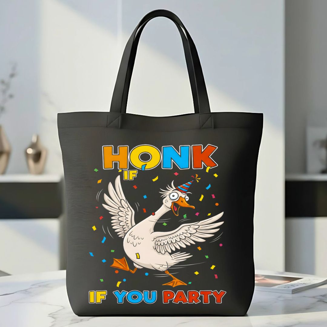 Honk If You Party Tote Bag with retro design