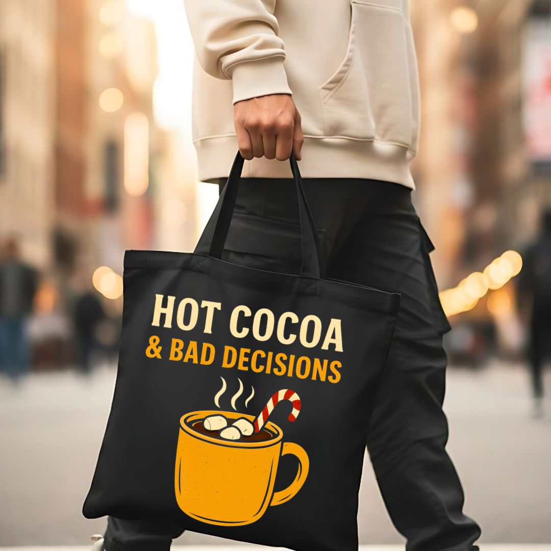 Hot Cocoa &amp; Bad Decisions Funny Tote Bag
