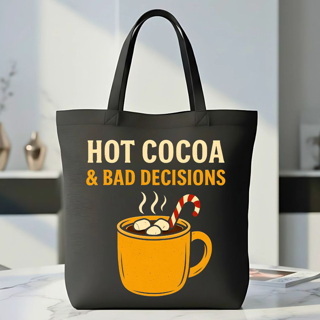 Hot Cocoa &amp; Bad Decisions Funny Tote Bag