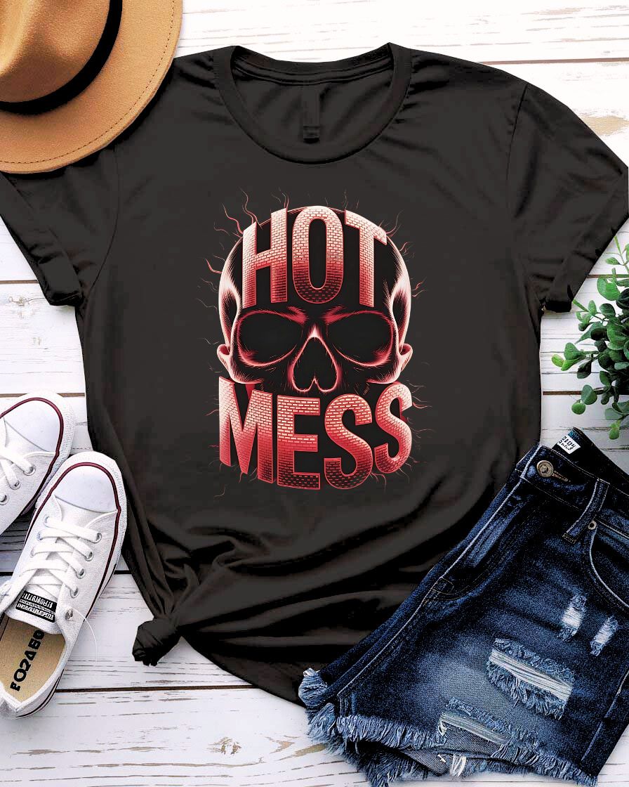 “Unisex Cotton Meme Tee Hot Mess Design