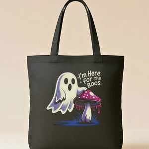 I Am Here for Boo Halloween Tote Bag with Cute Ghost