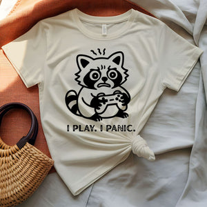 I Play I Panic Funny Gamer T-Shirt for Video Game Lovers