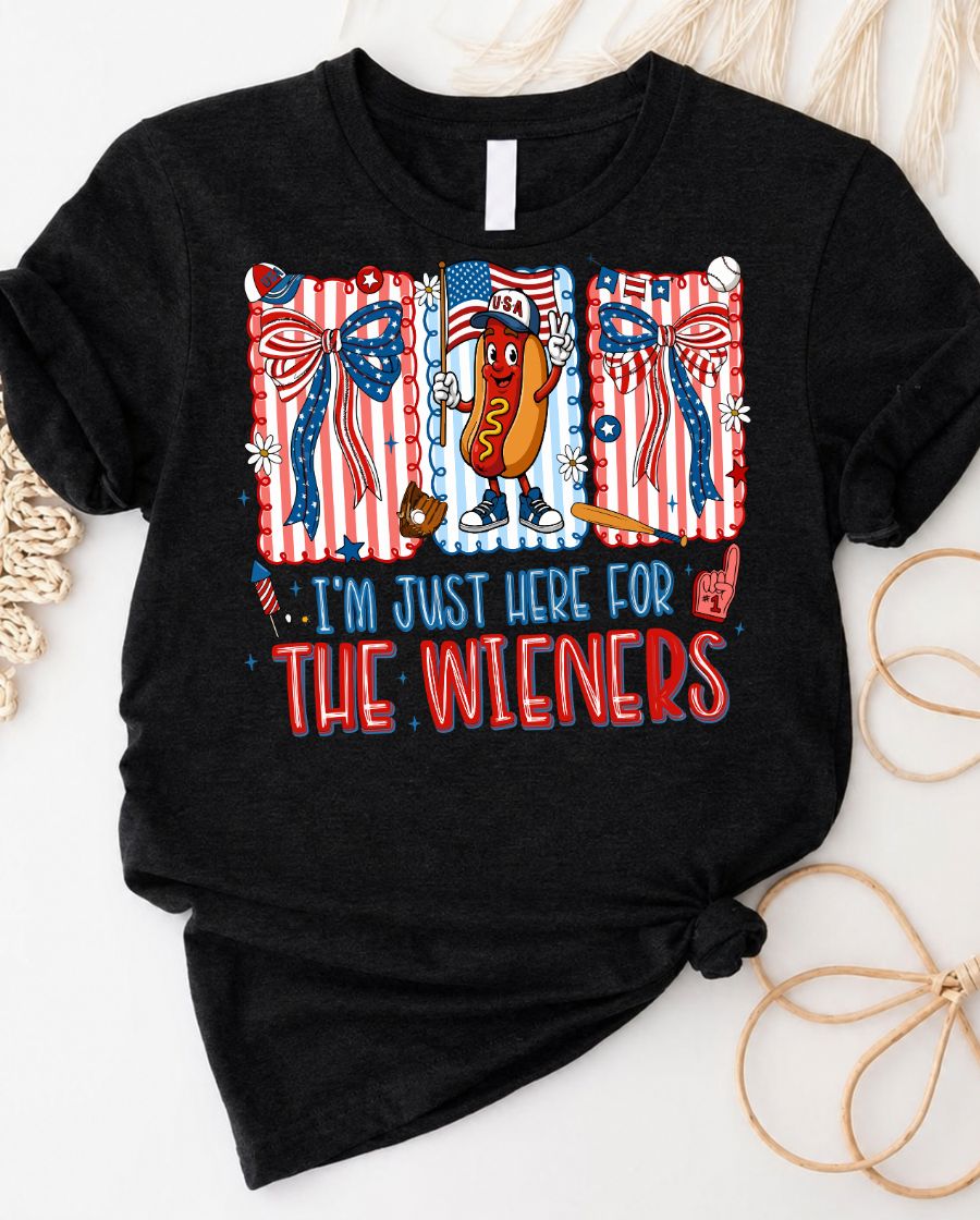 I Am Just Here For Winners 4th of July Tee with star-spangled text