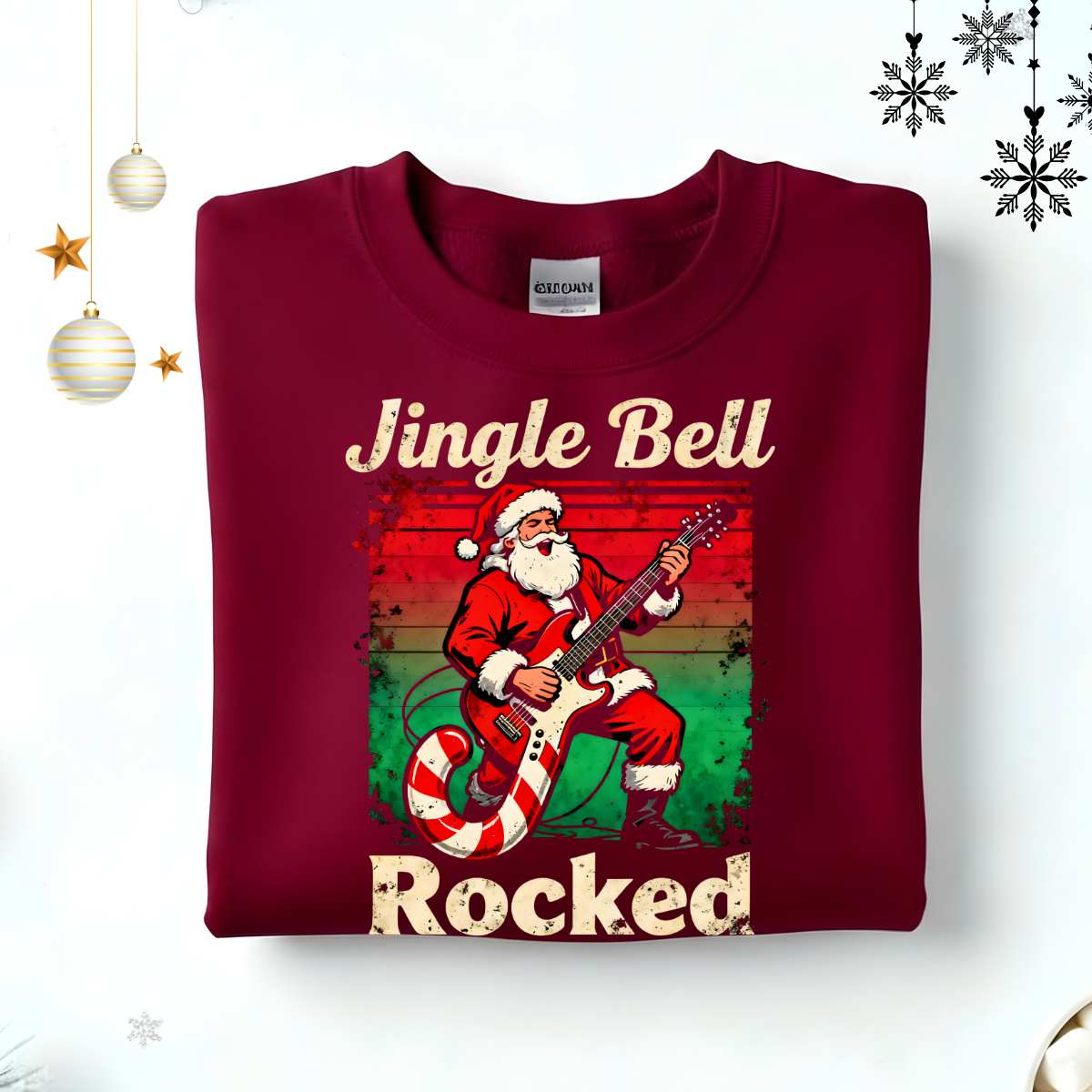 Jingle Bell Rocked Christmas Sweatshirt – funny rockstar Santa meme holiday sweatshirt for music lovers by Memez.Store