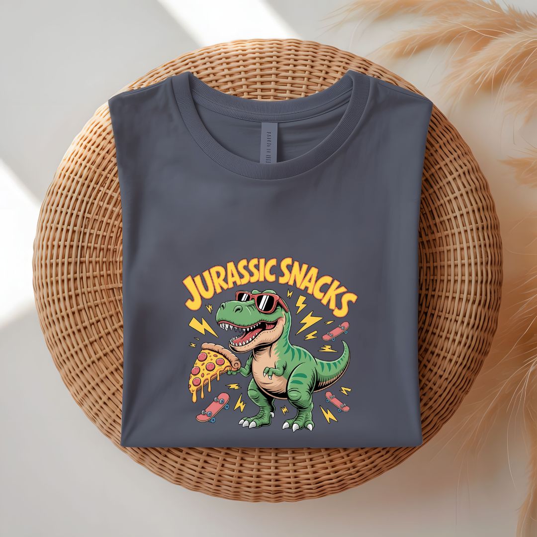 Jurassic Snacks Dinosaur Pun Graphic T-Shirt
