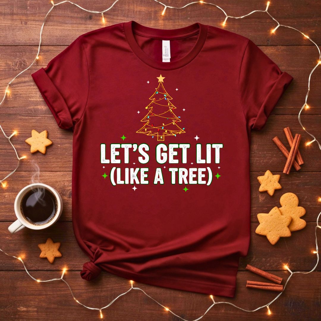 Let's Get Lit Funny Party Christmas T-Shirt
