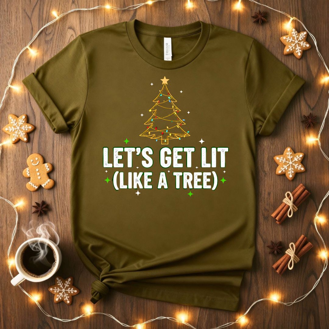 Let's Get Lit Funny Party Christmas T-Shirt