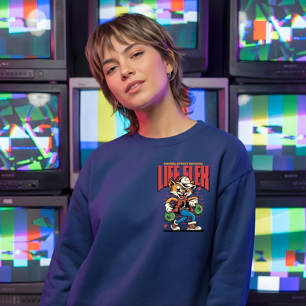 Life Flex streetwear sweatshirt with urban hip hop crewneck graphic design