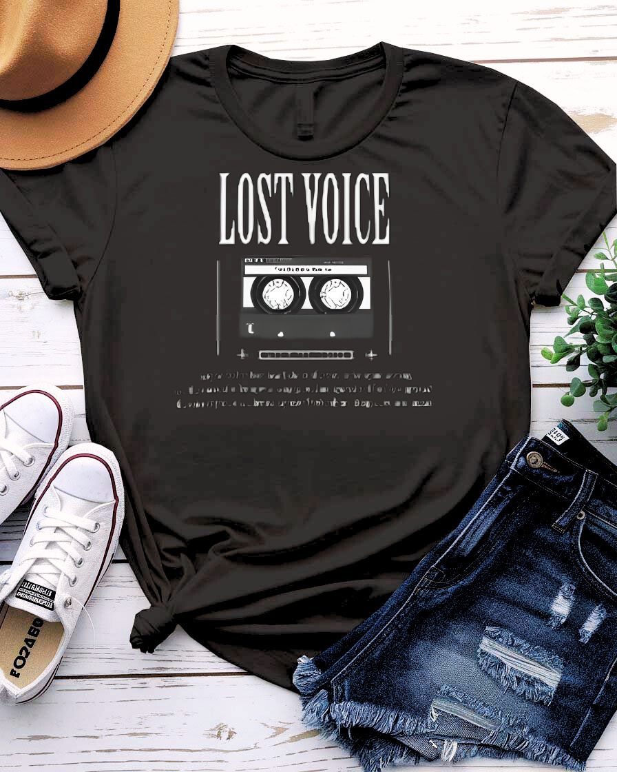 Lost Voice Streetwear Tee with fading sound waves on model