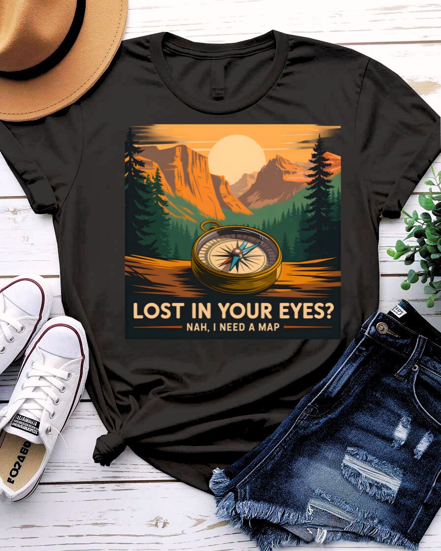 Lost in Your Eyes Tee with elegant script text on soft vintage white