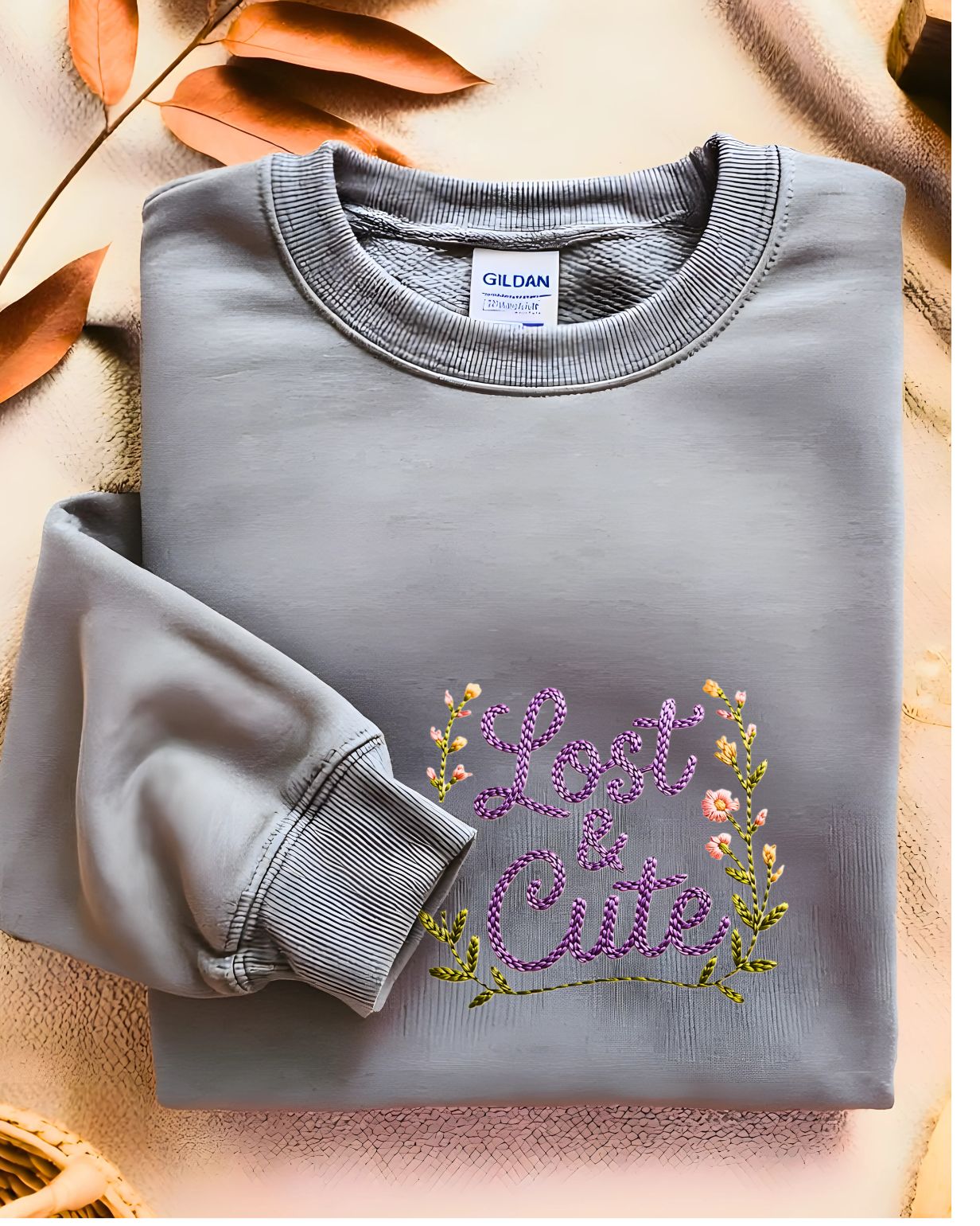 “Minimalist embroidered Lost and Cute sweatshirt unisex