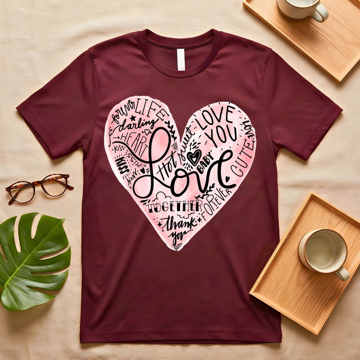 Trendy heart shape t-shirt for love themed fashion