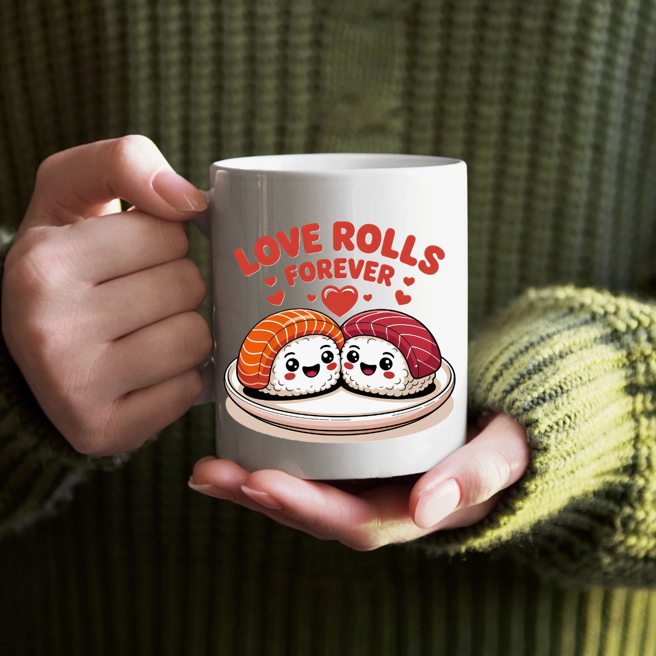 Love Rolls Sushi Lovers Funny Mug By Memez Store 