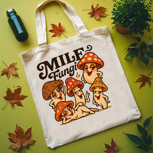 MILF Fungi Tote Bag with mushroom pun design