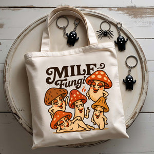 MILF Fungi Tote Bag with mushroom pun design