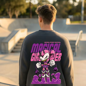 Magical graver animal street revival crewneck sweatshirt