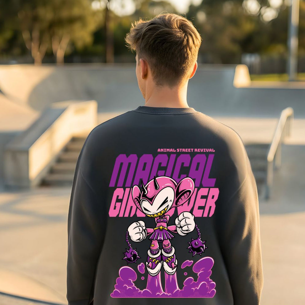 Magical graver animal street revival crewneck sweatshirt