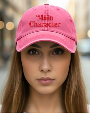 Typographical embroidered cap with Main Character design