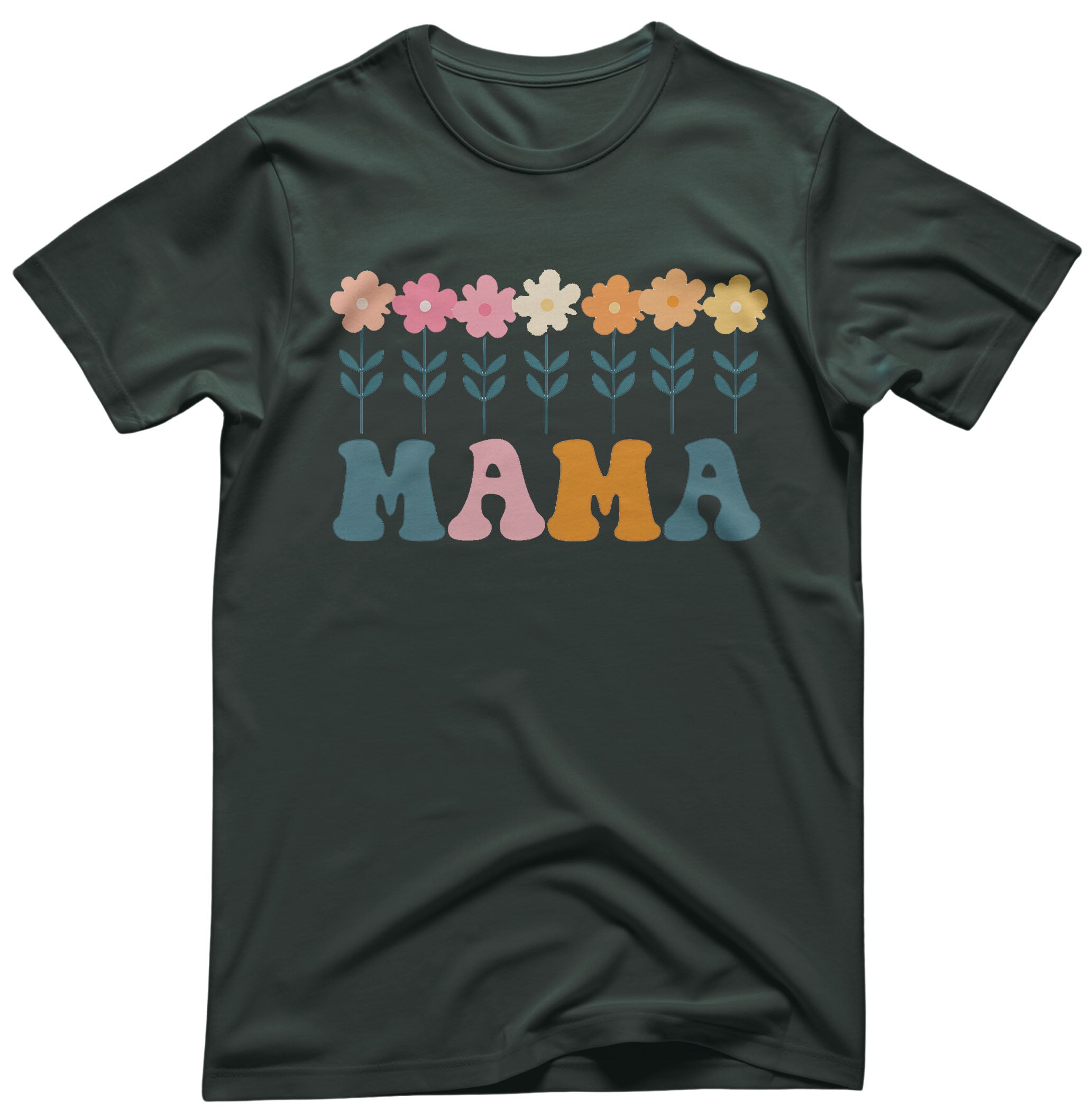 Soft cotton Mama tee with blooming flower typography