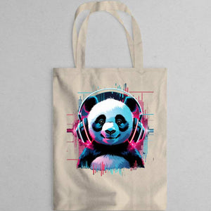“Meme-style music panda tote for music lovers”