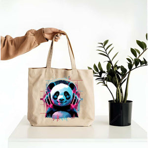 “Meme-style music panda tote for music lovers”
