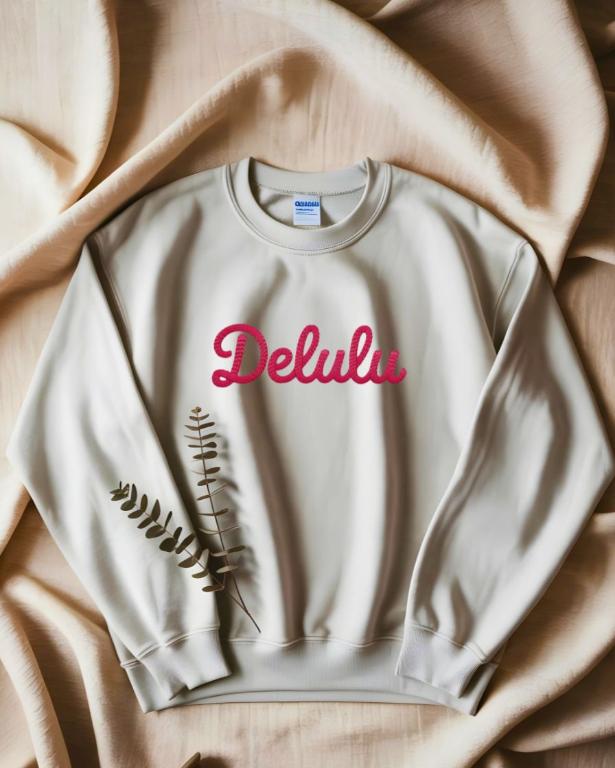 Funny Delulu internet slang sweatshirt