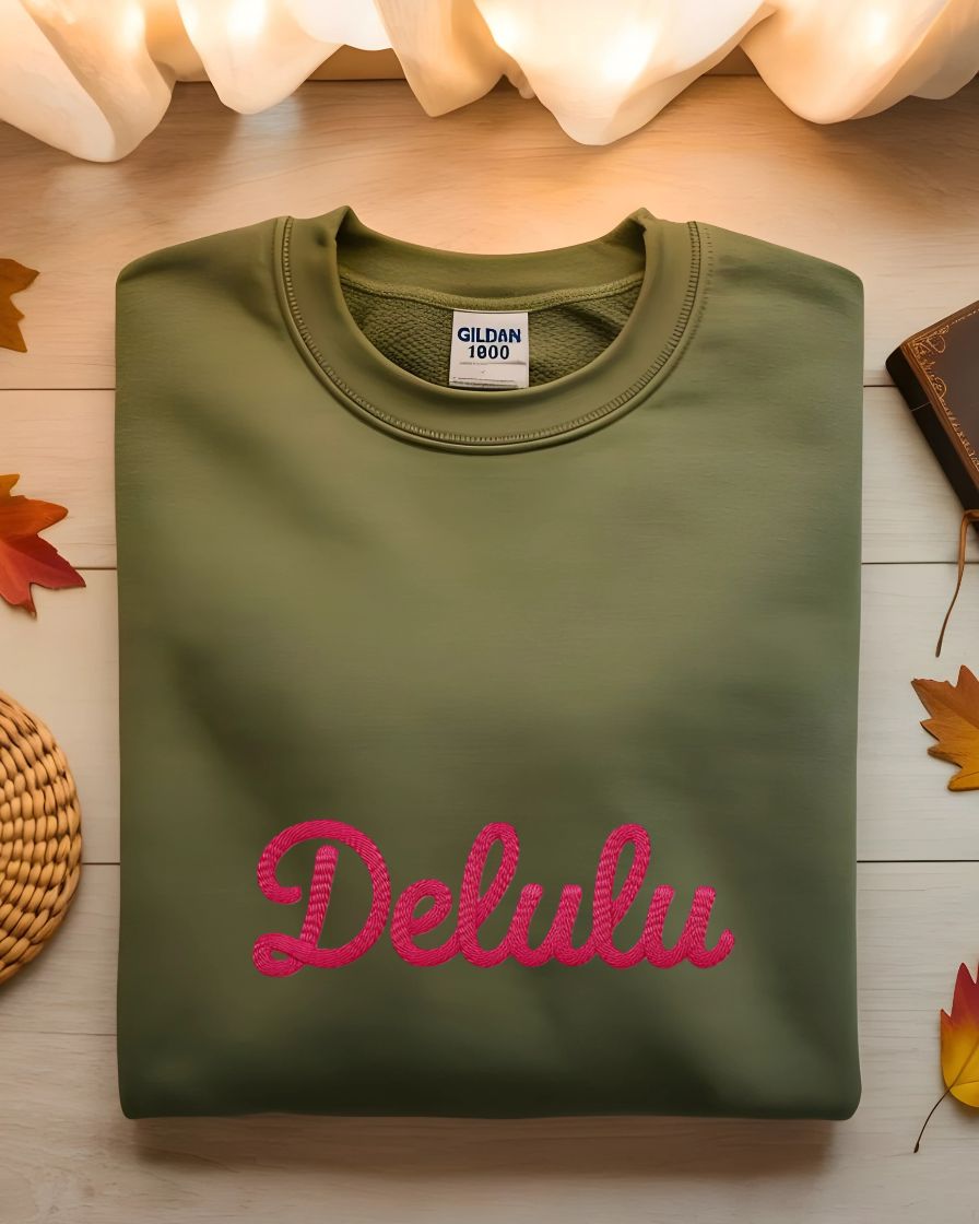 Funny Delulu internet slang sweatshirt